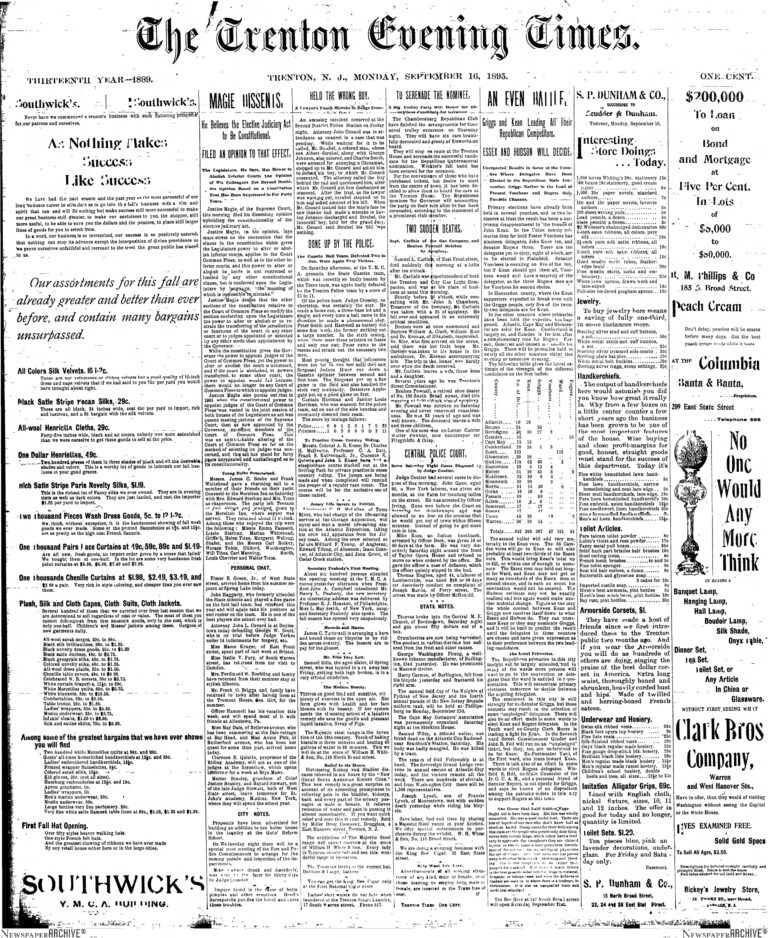 Historic Trenton’s Day in The Life: September 16, 1895