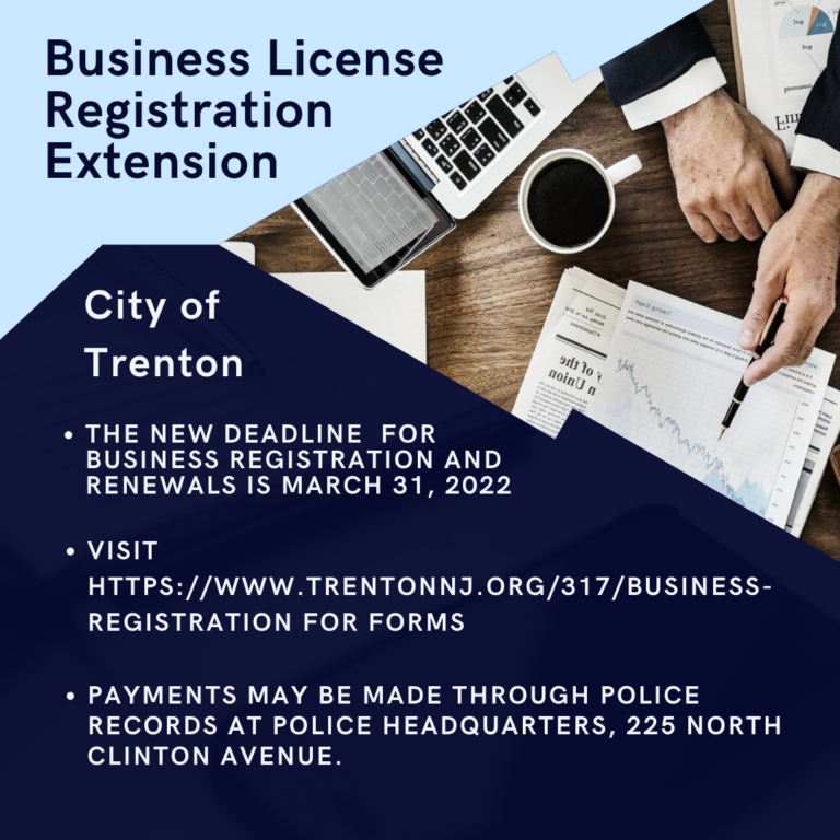 Reminder: Trenton Business License Registration Extended to March 31, 2022