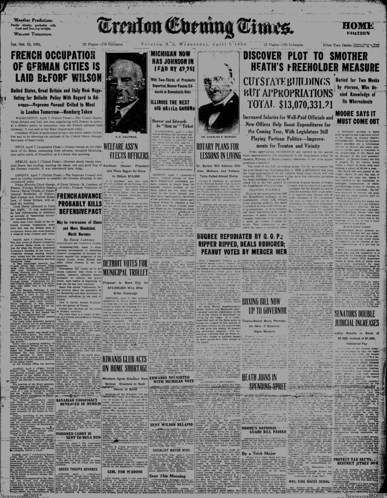 Historic Trenton’s Day in the Life: April 7, 1920